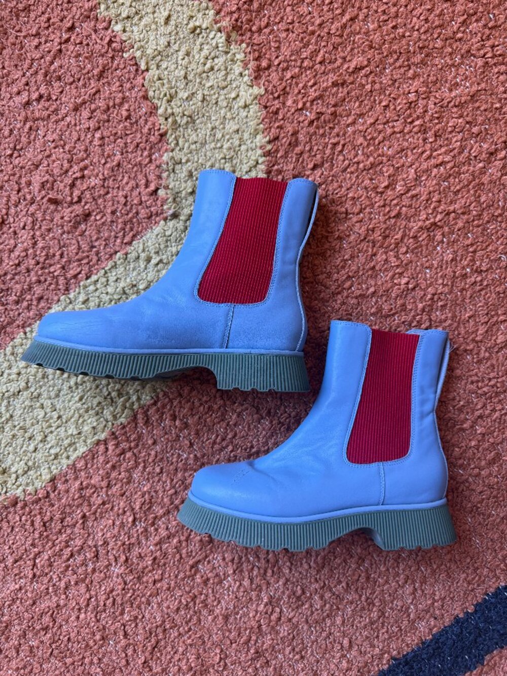 CHARLOTTE STONE Esmee Blue Chelsea Boot Lug Sole Size 7